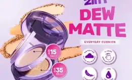 Kaila Beaute 2in1 Dew Matte Cushion - Dewy Matte Finish Double Spf 15 & 35 Pa+++Niacinamde Medium Co