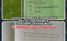 Tanah Shm Murah Di Palbapang Bantul Yogyakarta. Lt309m² Lahan Subur.H: 081915317222 / Mas Tyo>>