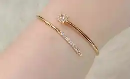 Gelang Bangle Titanium Wanita Anti Karat - Berlian Nya Berkualitas Mewah Berkilau