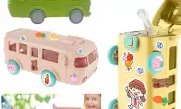 【Stiker Lucu】 500ml Botol Air Minum Anak Perempuan Botol Mainan Anak Bus Cangkir Air Untuk Anak