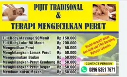 Jasa Pijat Tradisional & Terapi Mengecilkan Perut