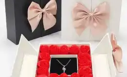 Hidden Jewelry / Box Cincin Nikah Lamaran Tempat Kotak Bunga Mawar Diputar Hadiah Pasangan Kalung