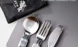Sendok garpu lipat portable stainless steel
