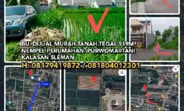 Bu. Dijual Murah Tanah Tegal 919m² Nempel Perumahan. Purwomartani Kalasan Sleman.H: 08179419872 