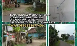 Dijual Tanah Strategis 2muka Lt158m² Di Jl.Wates Km.9 Balecatur Sleman Yogyakarta.Wa:0895328677456* 