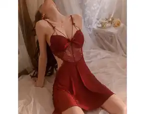 Baju Tidur Sexy Lingerie Kimono 2in1 Bahan Satin Silk / Sleepwear Lingerie Kimono Baju Tidur Dinas M