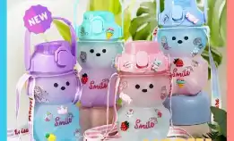 Botol Minum 1100ml / Free Sticker 2d & 3d / Viral Murah Warna Bottle Bentuk Boneka