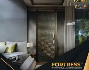 (Fortress) Pintu Besi Double Motif Kayu Di Palu