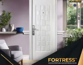 (Fortress) Pintu Besi Minimalis 1 Pintu Motif Kayu Di Palu
