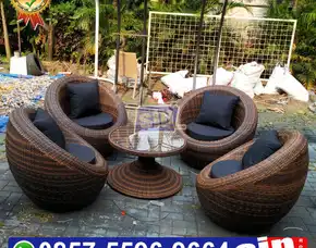 1 Set Pengrajin Sofa Rotan Sintetis Bulat Mewah