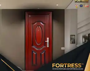 (Fortress) Pintu Rumah Besi Plat Motif Kayu Di Palu