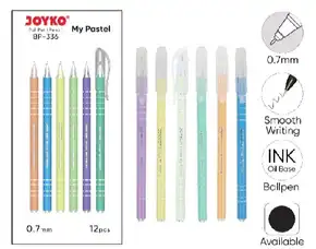 Ball Pen Pulpen Pena Joyko Bp-336 My Pastel 0.7 Mm 1 Box 12 Pcs