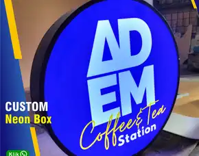 Neon Box Bulat - Neon Box Akrilik - Papan Nama Toko