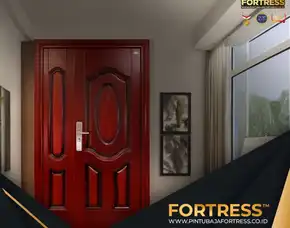 (Fortress) Pintu Rumah Dari Plat Besi Motif Kayu Di Palu