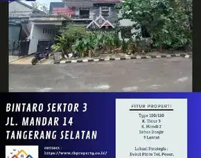 Dijual Rumah Prime Bintaro Jl Mandar Sektor 3 Bintaro Harga Spesial