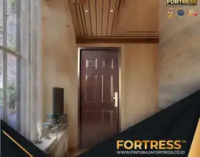 (Fortress) Pintu Kamar Besi Motif Kayu Di Palu