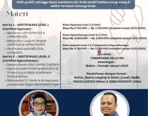 Hipnosis Efektif, Pelatihan Hipnoterapi Untuk Pemula, Kabupaten Tangerang Selatan, Hypno4us