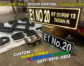 Nomor Rumah Akrilik Led - Custom Huruf Timbul Galvanis