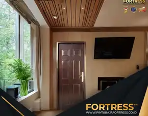 (Fortress) Pintu Double Minimalis Besi Motif Kayu Di Palu