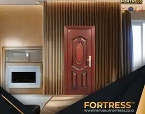 (Fortress) Pintu Double Besi Rumah Minimalis Motif Kayu Di Palu